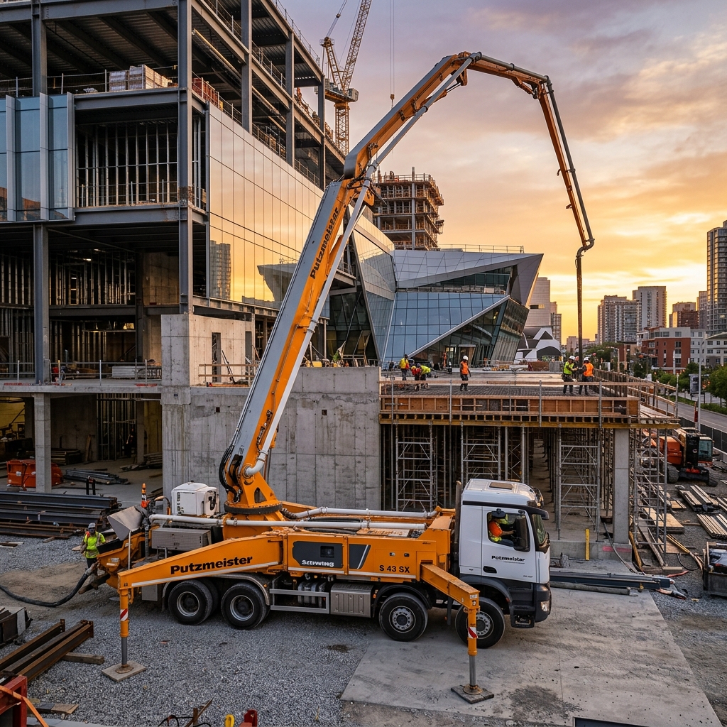 Concrete pumping truck boom arm extending