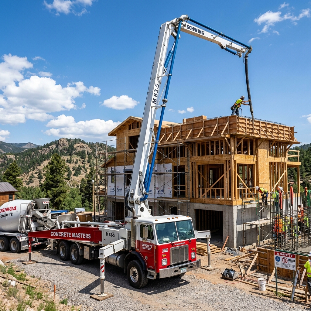 Boom Concrete Pumping action