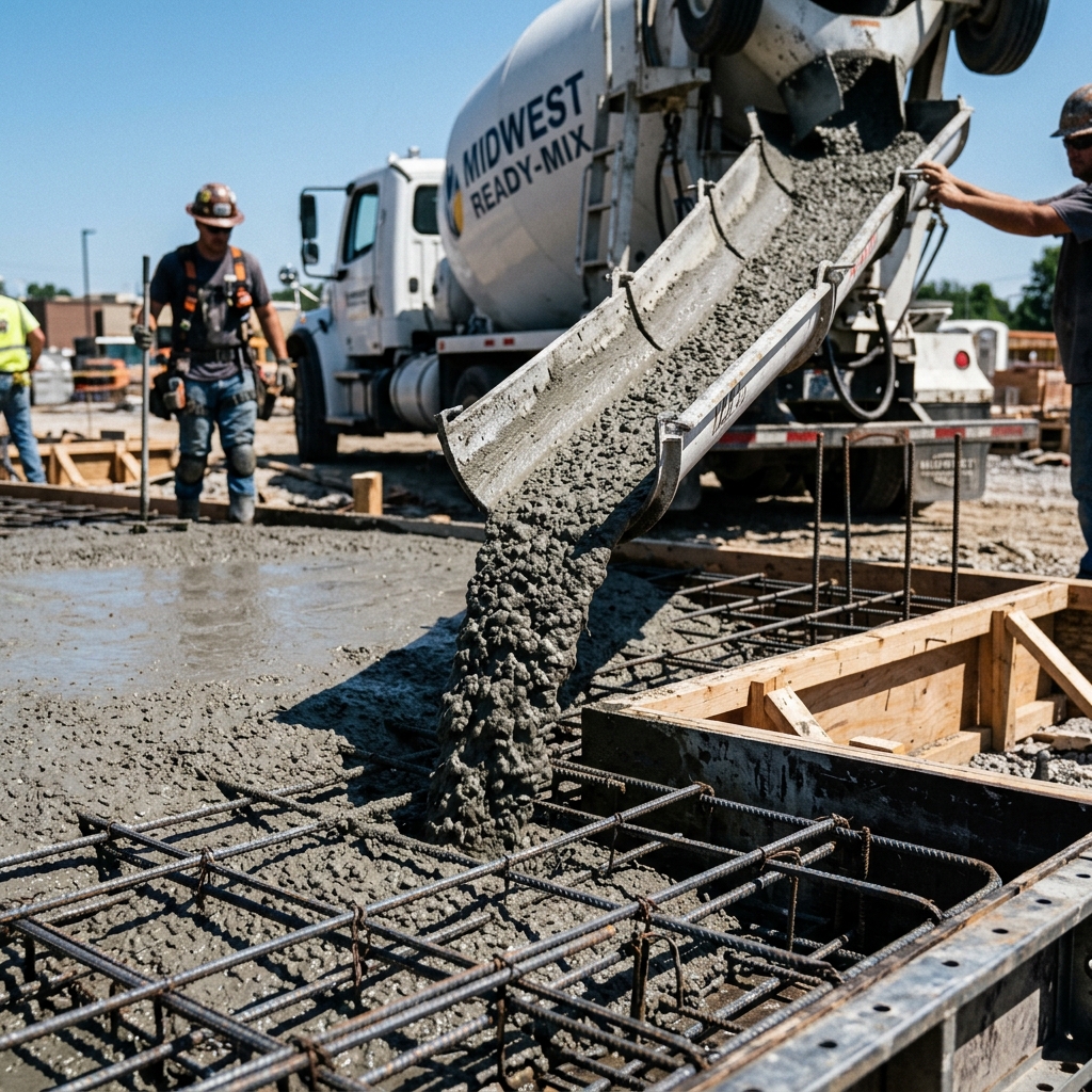 Go Miles Concrete Specialists ready-mix truck concrete pour